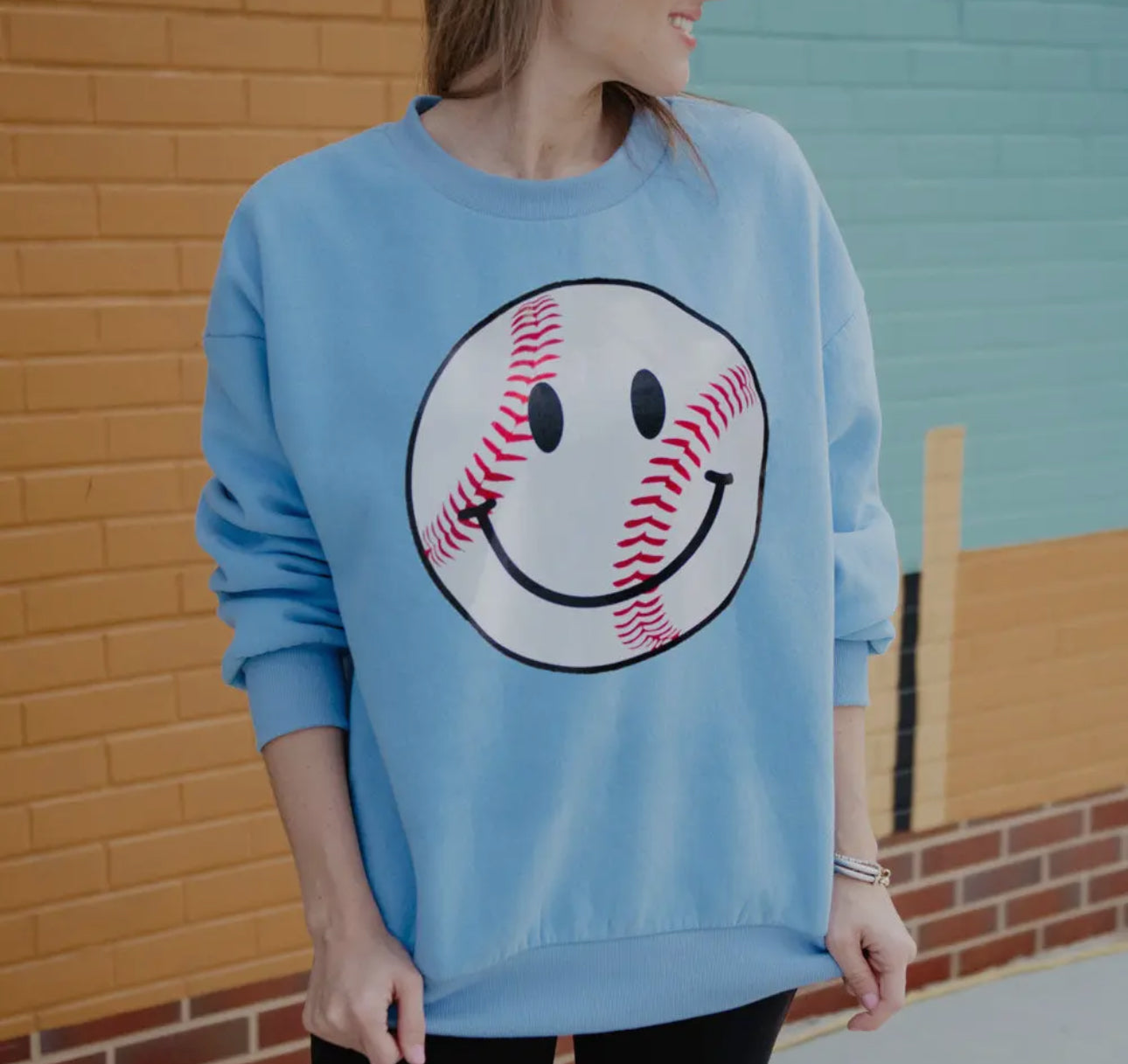 Baseball Sweater Top in Blue
