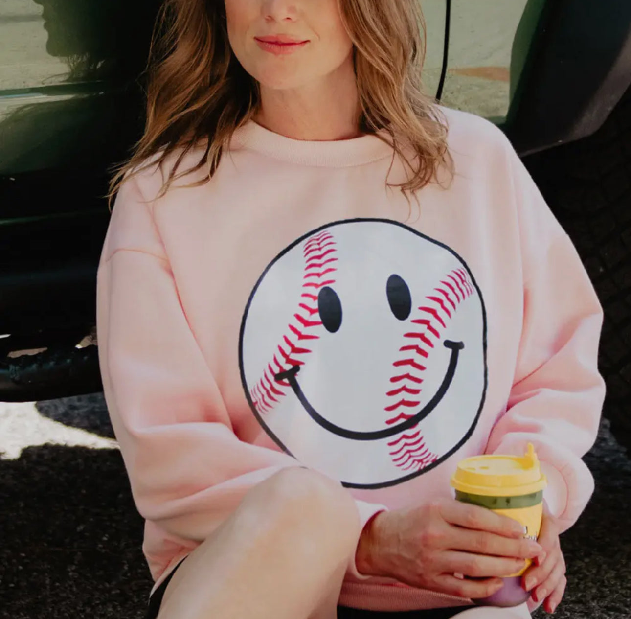 Baseball Sweater Top in Pink