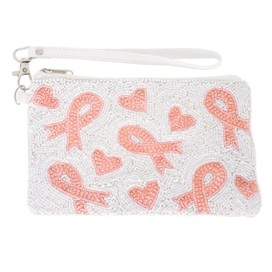 Breast Cancer Pink Beaded Bag