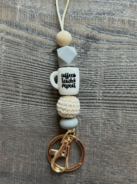 COFFEE TEACH REPEAT LANYARD