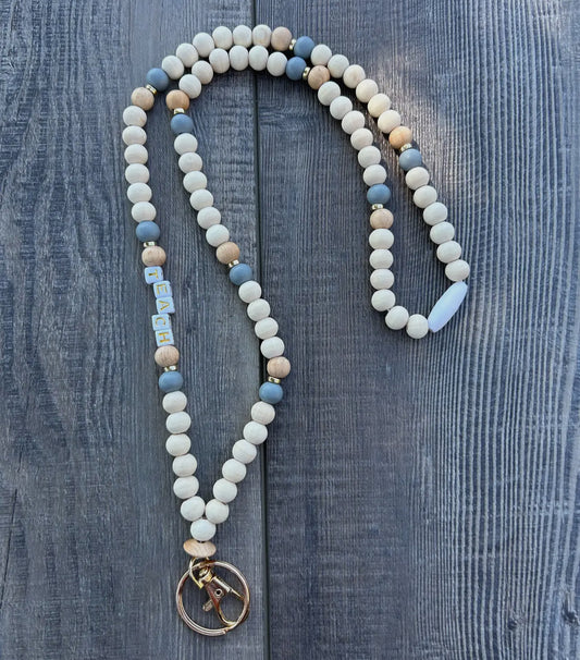 Teach Wooden Beaded Lanyard