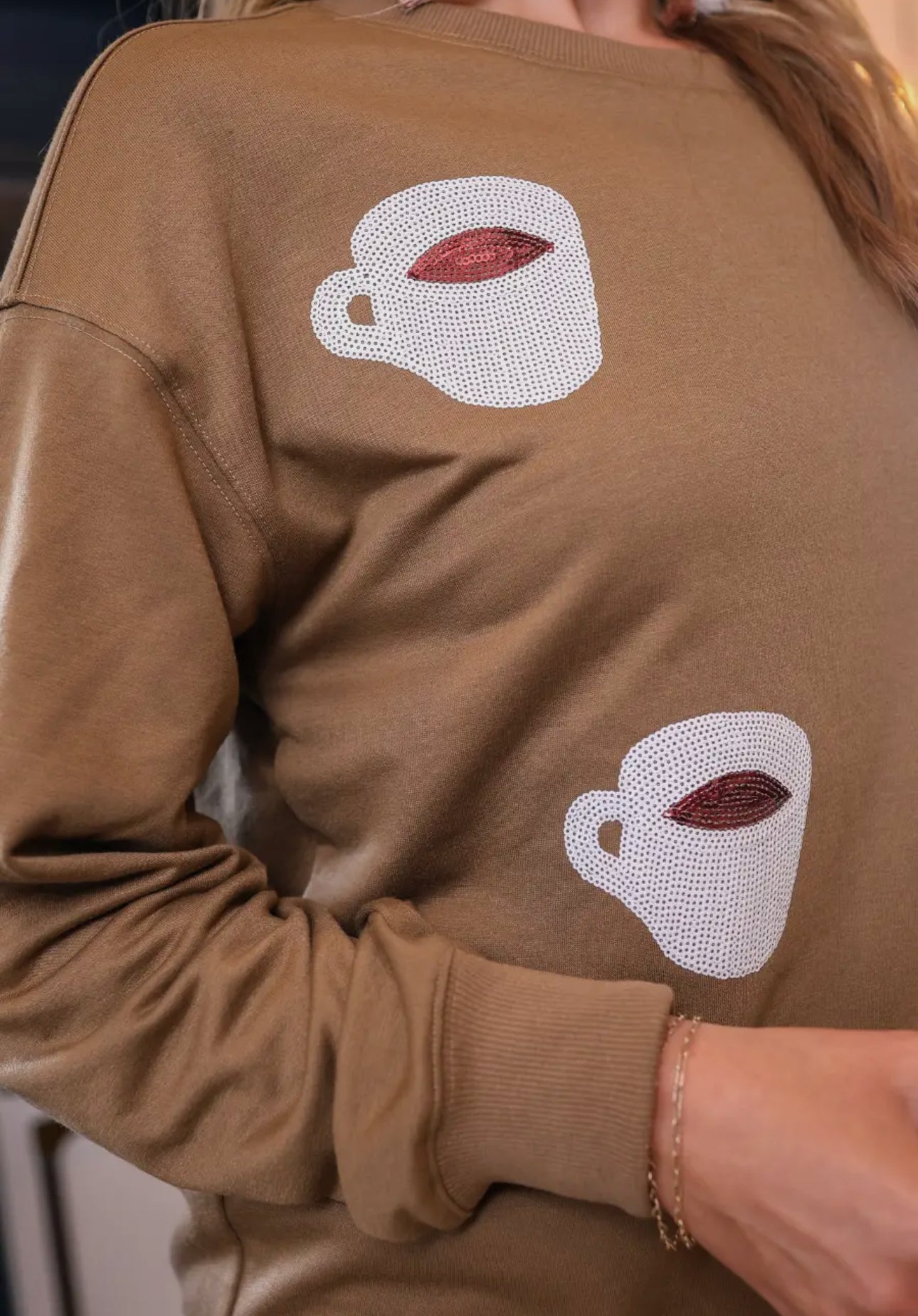 Coffee Sequins Top