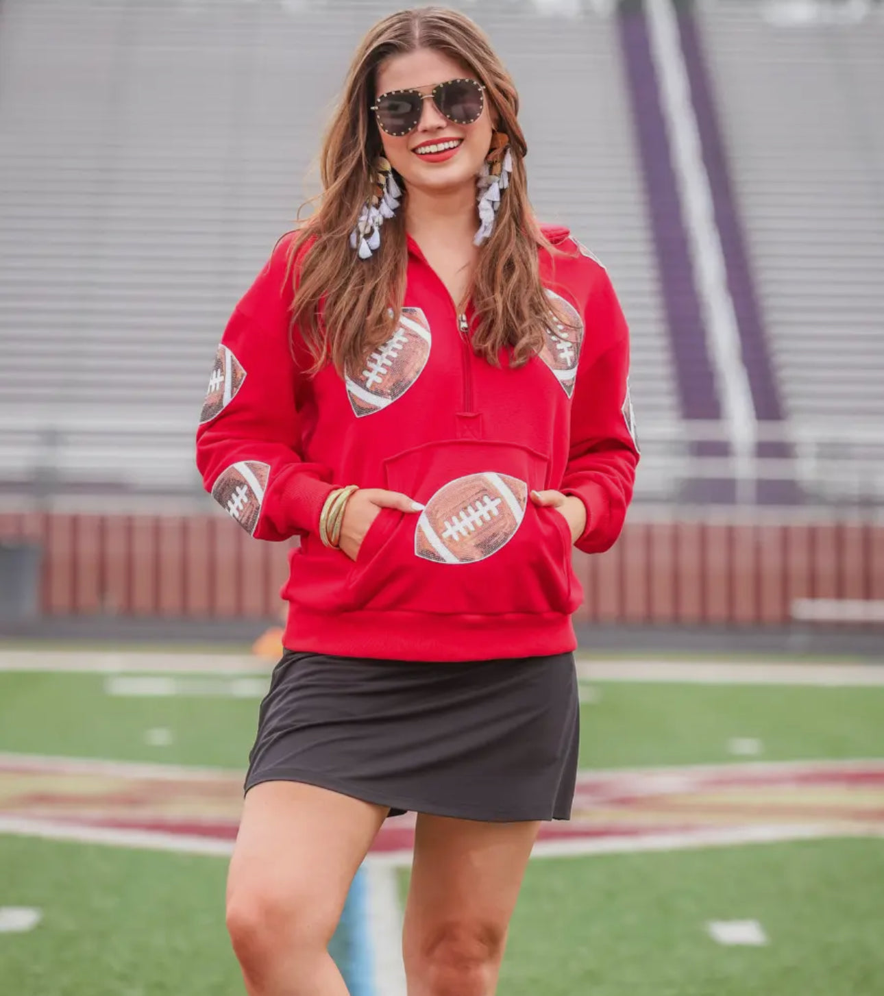 Football Sequins Pullover Sweater