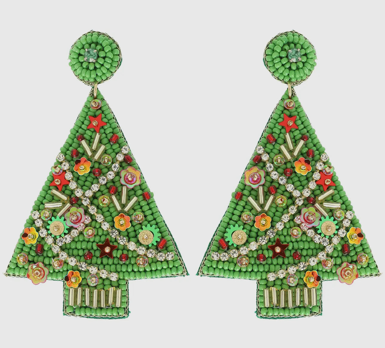 Christmas Tree Beaded Earrings