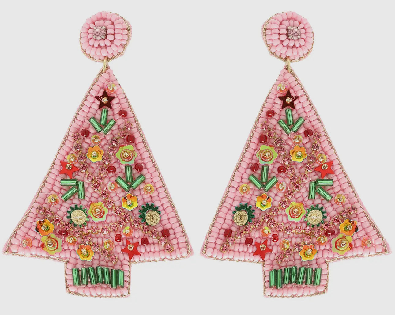 Christmas Tree Beaded Earrings