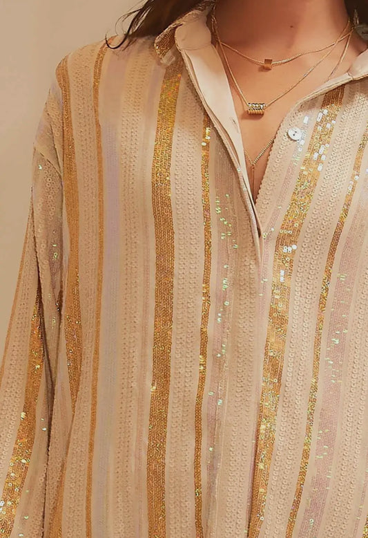 Neutral Glam Sequins Top