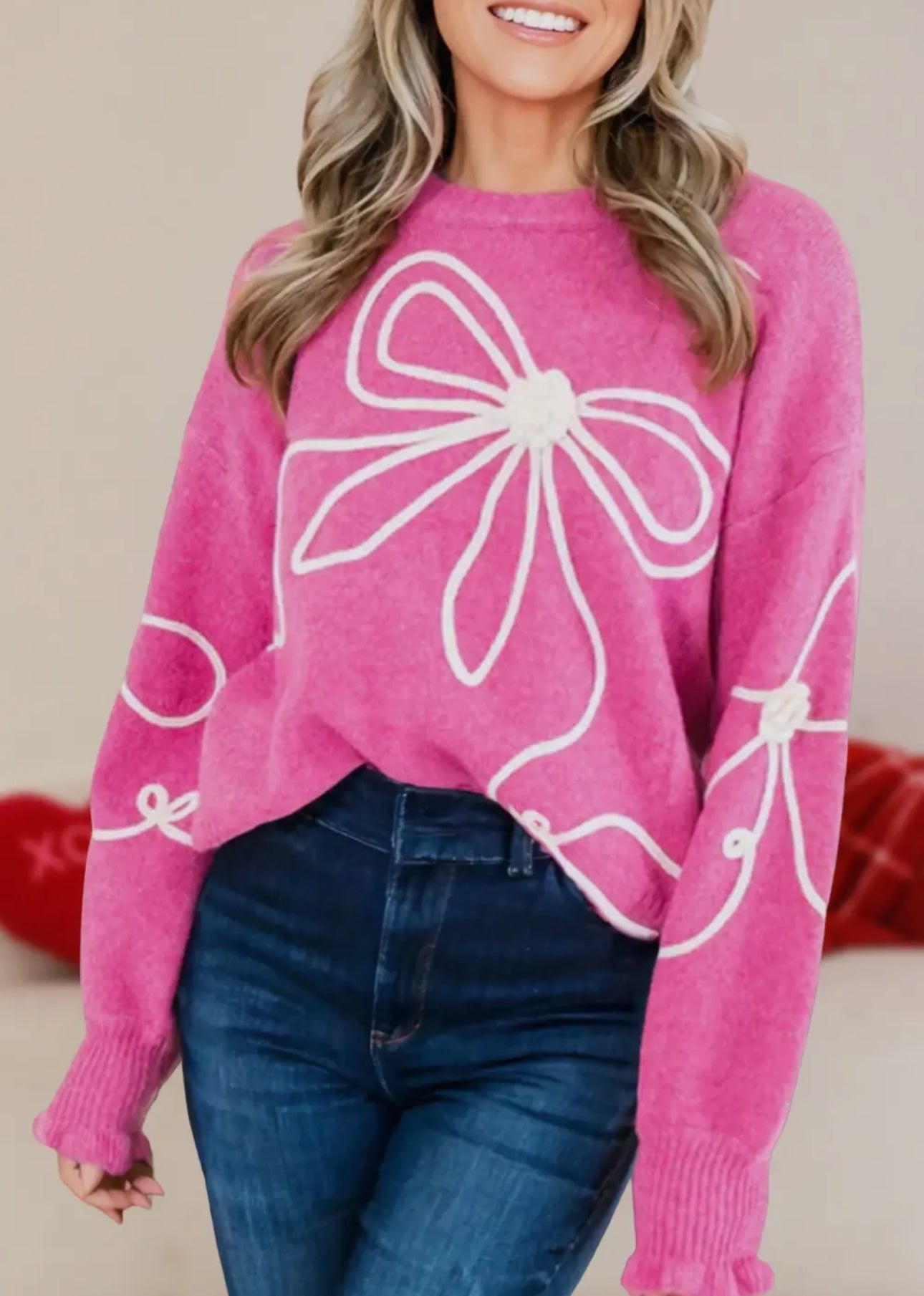 Pink Bowknot Sweater