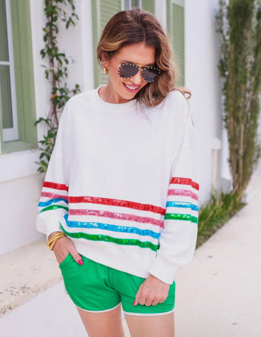 Out and About Sequins Stripes Top