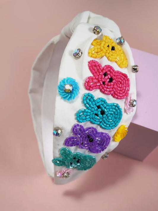 Peeps Sequins White Headband