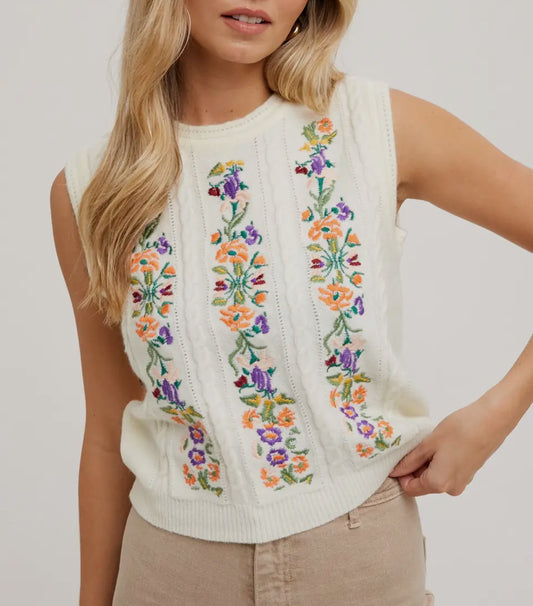 Embroidered Floral Top