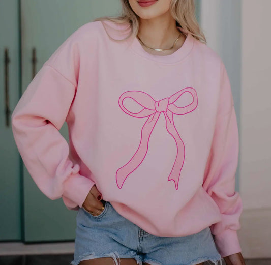 Bow Sweater Top in Pink
