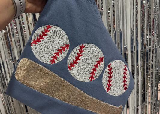 Bat and Balls Sequins Graphic Tee